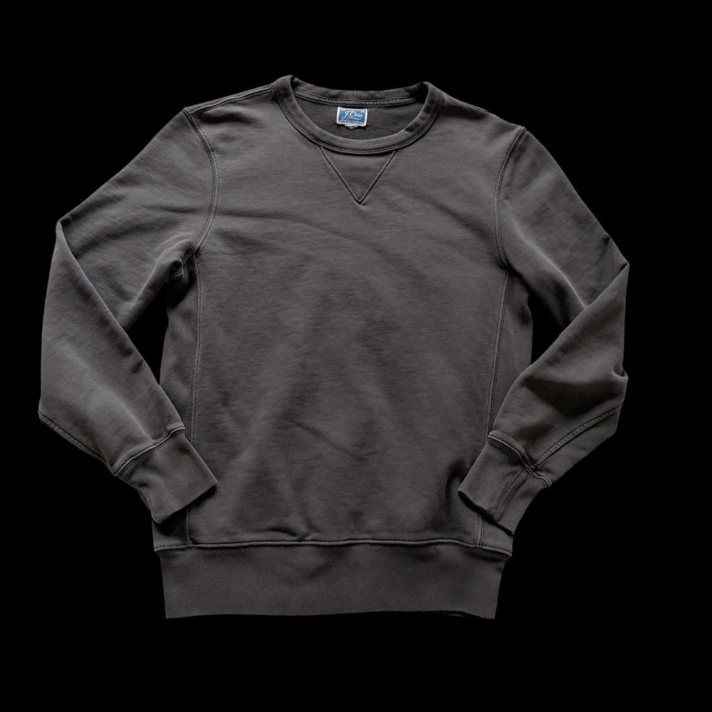 J.Crew Re-Imagined Garment-Dyed V Stitch French Terry Sweatshirt Charcoal Small